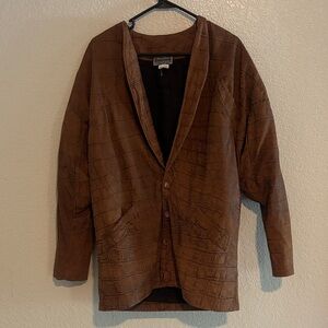 Michael Hoban Crocodile Pattern Brown Blazer